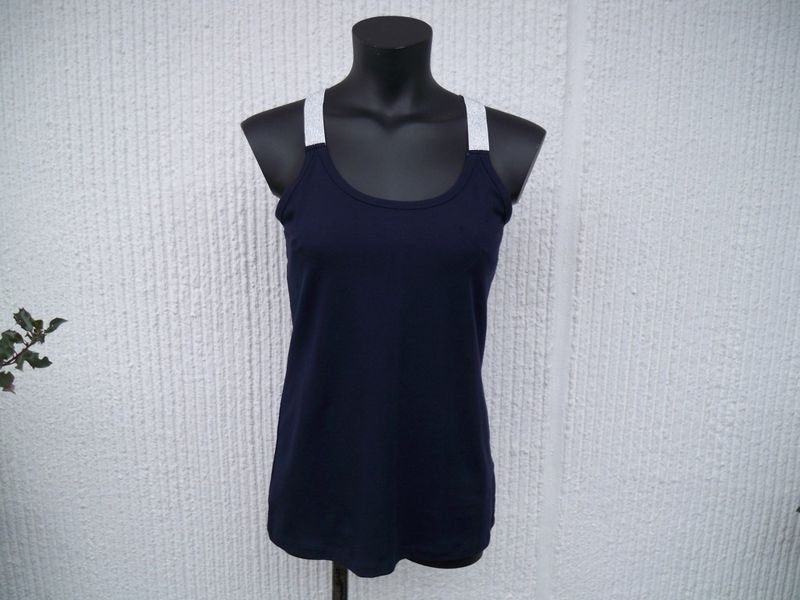 Marinblått Linne Med Lurexband TARA Ze-Ze