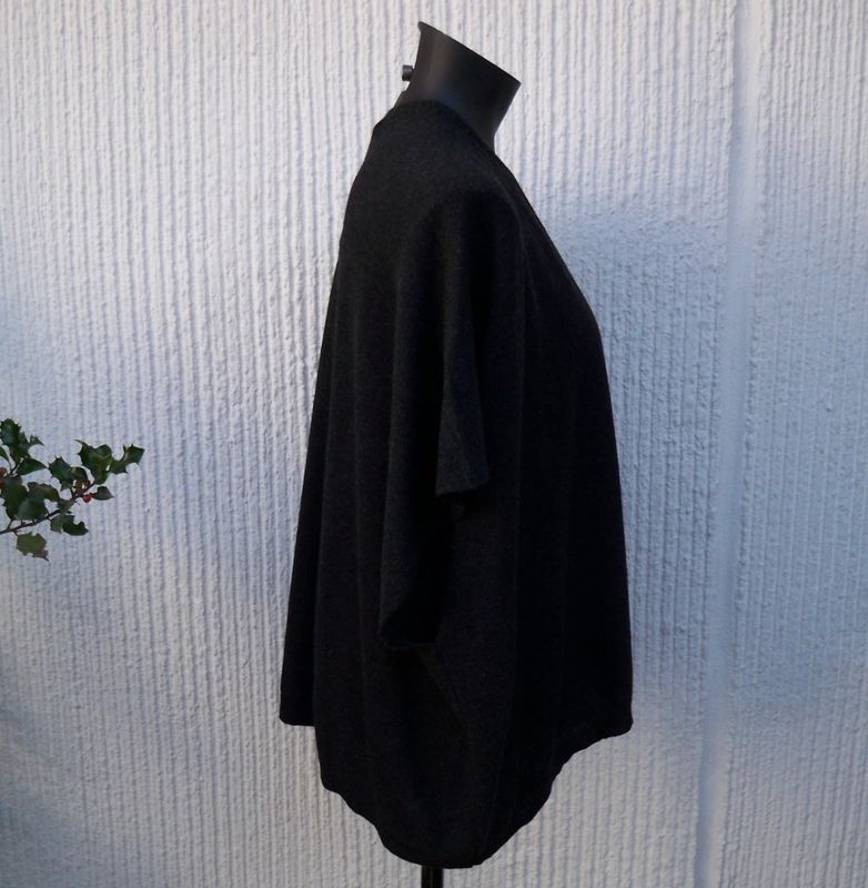 Stickad Antracitgrå Väst Kofta Kashmir Ullmix