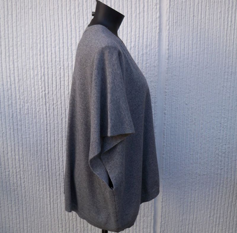 Stickad Grå Väst Kofta Kashmir Ullmix