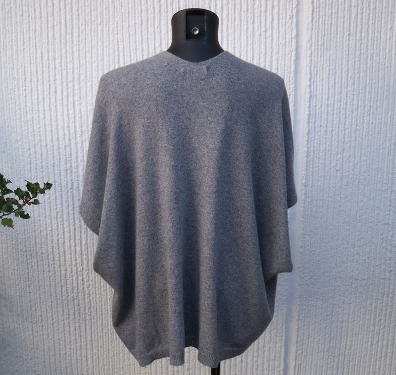 Stickad Grå Väst Kofta Kashmir Ullmix