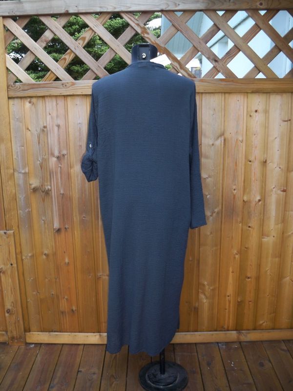 Grå Lång Kimono Blus Bomullsmuslin