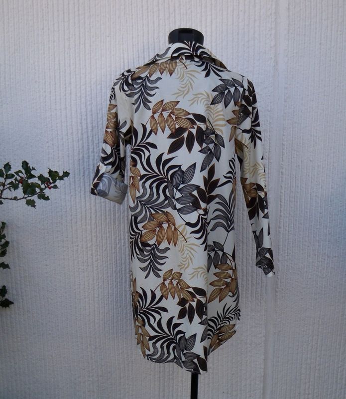 Mönstrad Tunika Beige Svart Grå Brun