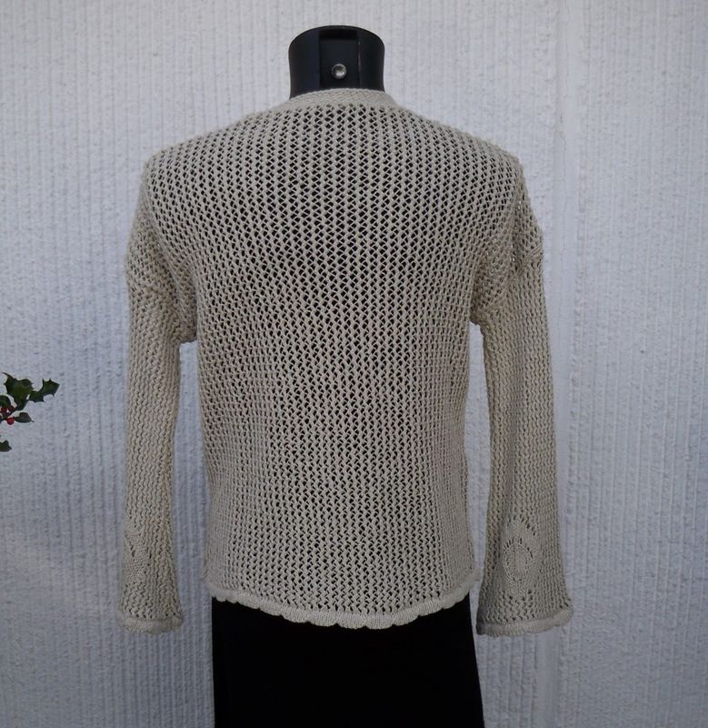 Beige Stickad Bomullskofta