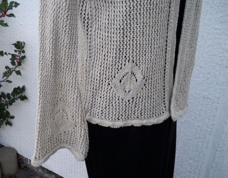 Beige Stickad Bomullskofta