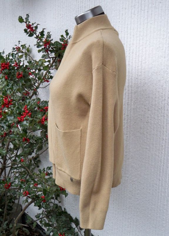 Kamelbeige Stickad Kofta  Jacka