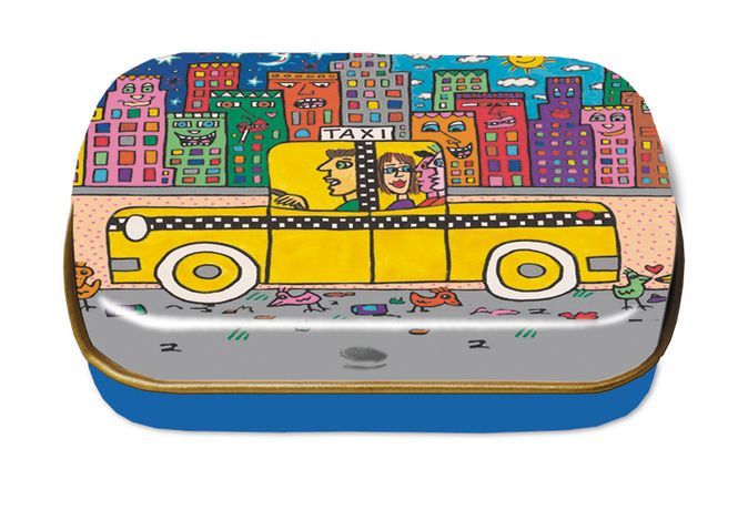 Huvudbild Art-box. Liten metallask. James Rizzi