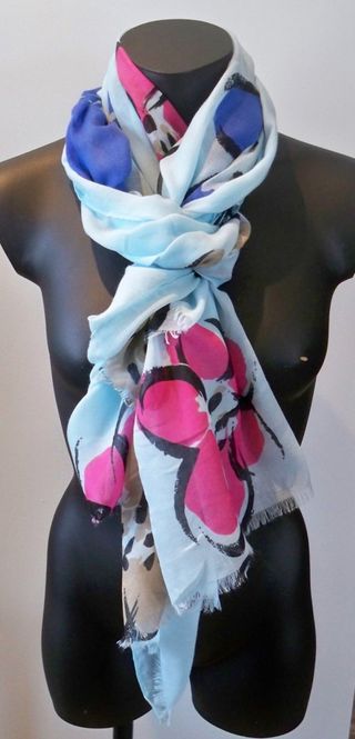 Huvudbild Stor mönstrad scarf. Turkos.  Bit'avant