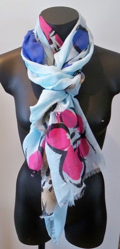 Stor mönstrad scarf. Turkos.  Bit'avant