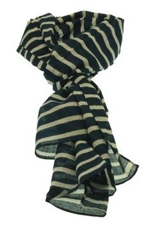 Randig Scarf Marinblå Vit Bomull
