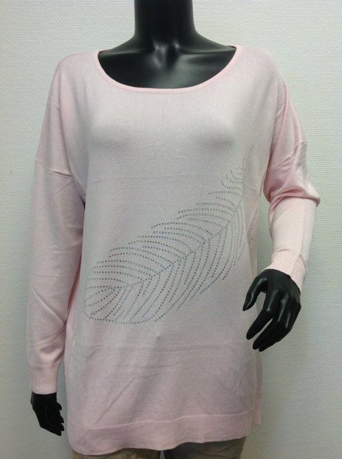 Huvudbild Rosa tröja med similifjäder