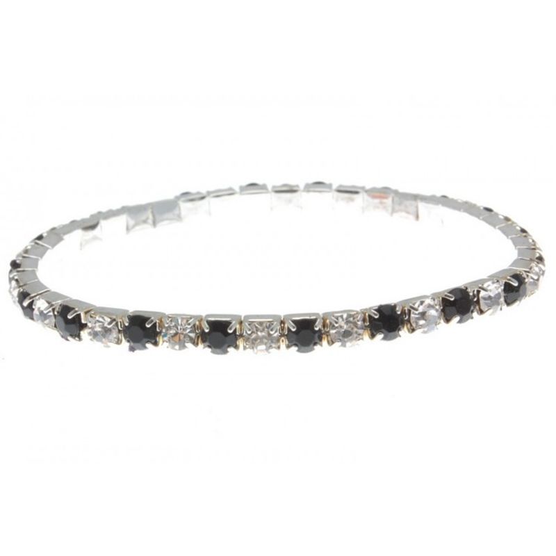Elastiskt Strass armband Svart/Vit. Från Idar