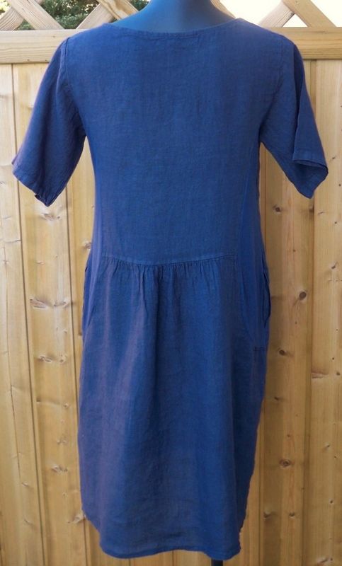 Linneklänning Marinblå Kort Ärm