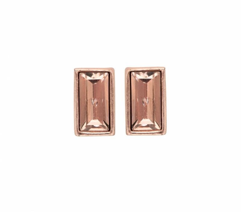 Roseguldpläterade Örhängen Med Kristall Dansk Smykkekunst