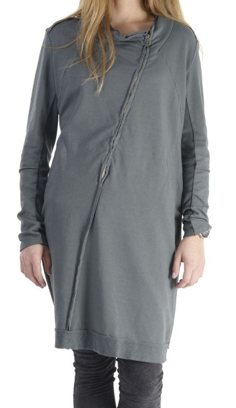 Antrazitgrå Klänning Med Lång Dragkedja