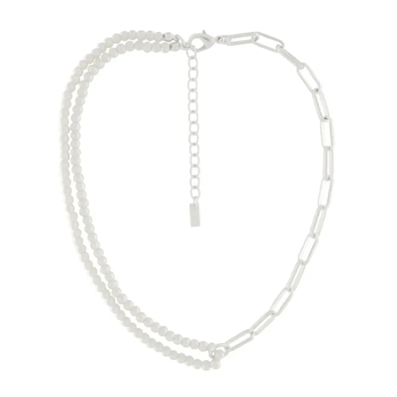 Dubbelt Pärlmix Halsband Silverpläterat