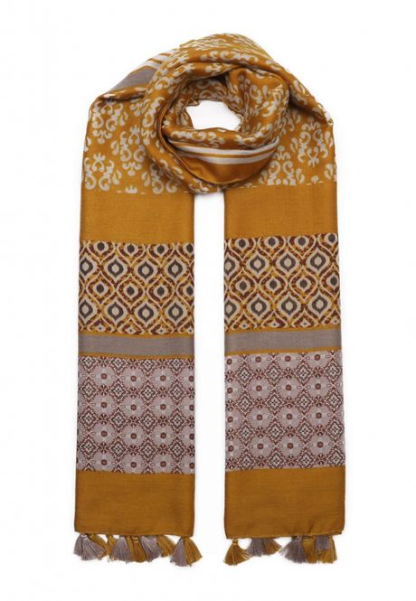 Huvudbild Mönstrad Halsduk Senap