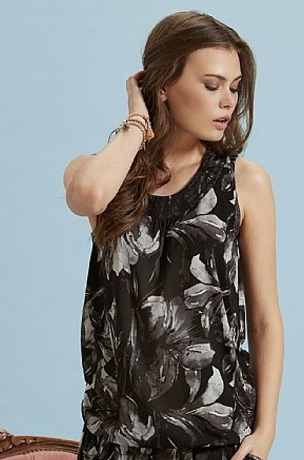 Huvudbild Svart Mönstrad Ärmlös Topp Joli Ze-Ze