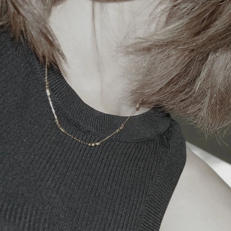 Guldpläterat Stålhalsband Mini Kuber