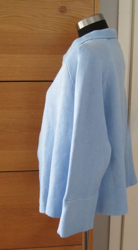 Blå Stickad Jacka Kofta Med Krage