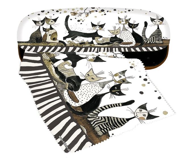 Huvudbild Hårt Glasögonfodral med putsduk. Cats Sepia - ...