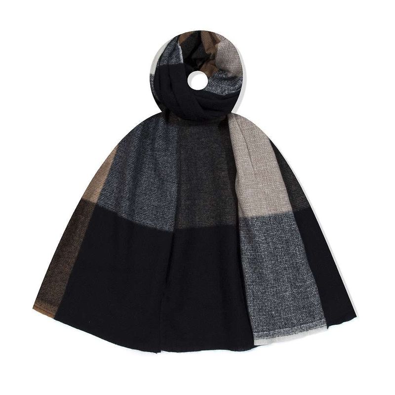 Svart Brun Beige Sjal Halsduk Ull Viskos