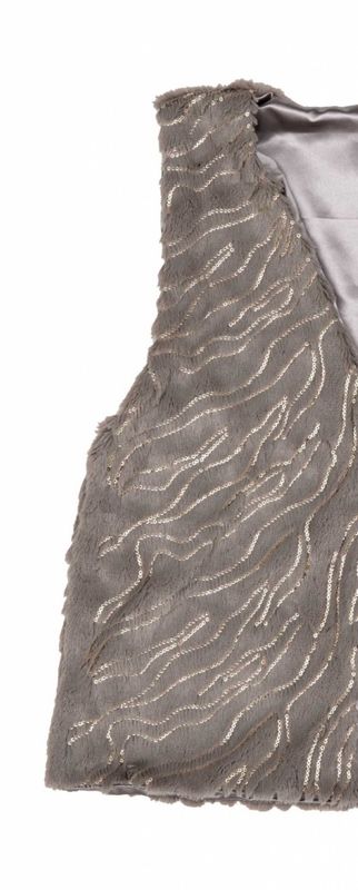 Kort ljusgrå pälsväst