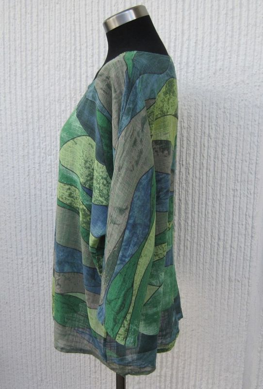 Grön Mönstrad Bomullsblus. Made in Italy