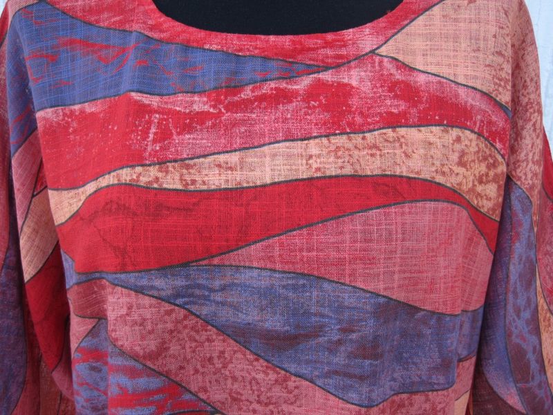 Röd Mönstrad Bomullsblus