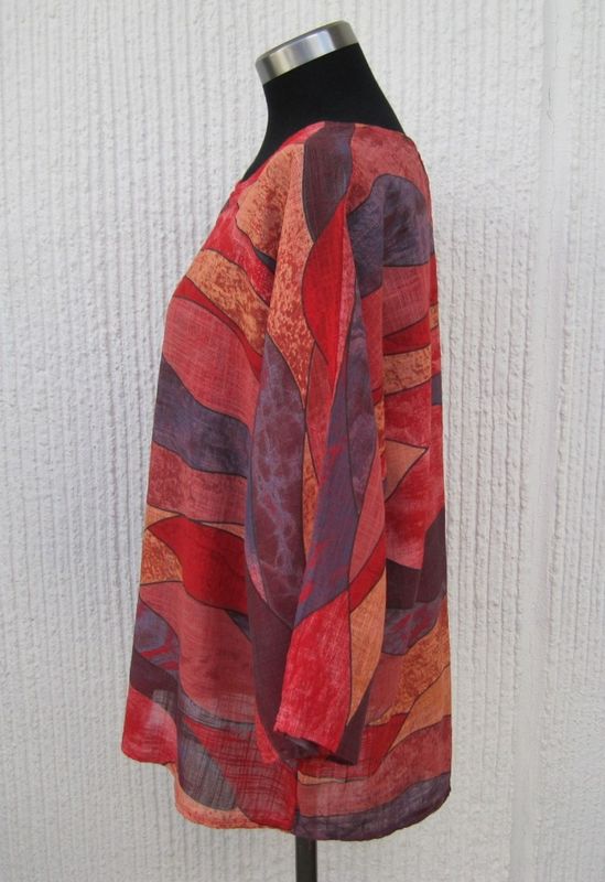 Röd Mönstrad Bomullsblus