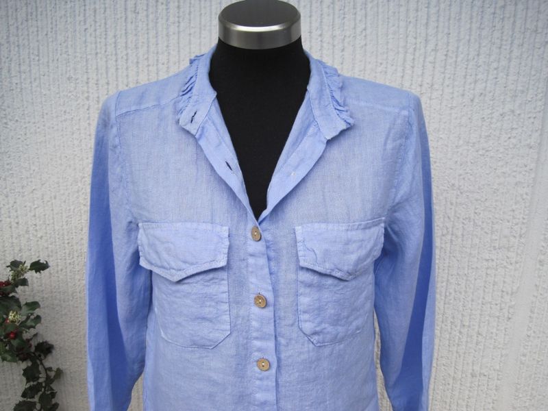 Blå Linneblus Lång Ärm Janne K