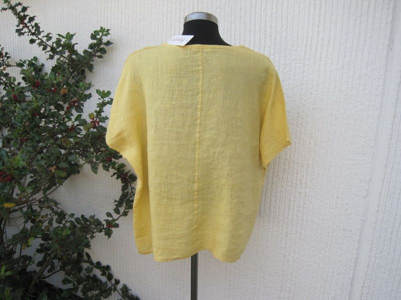 Gul linneblus med kort ärm Puro Lino