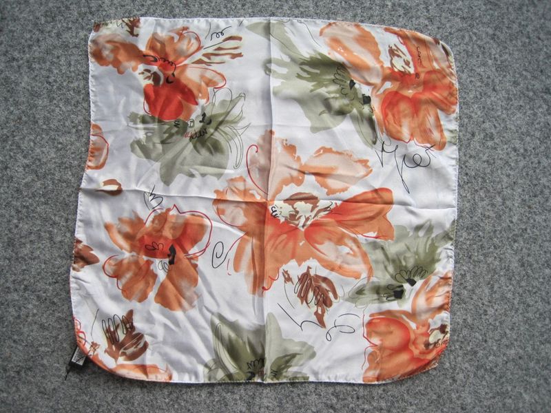 Orange Grön Vit Liten Blommig Scarf