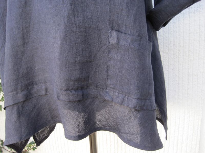 Mörkblå Linnetunika Med Halvlång Ärm