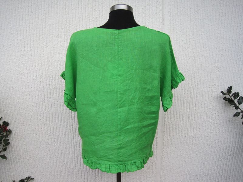 Kiwigrön Linneblus med liten volang