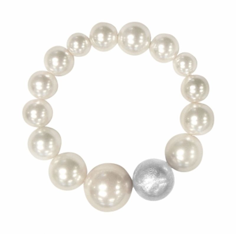 Elastiskt Armband med stora pärlor Natasha Dansk Smykkekunst