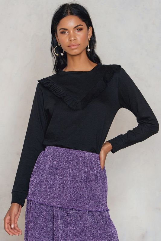 Svart Tröja Simone Frill Top Rut & Circle