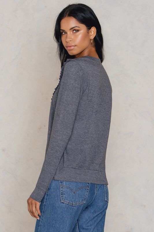 Grå Tröja Simone Frill Top Rut & Circle