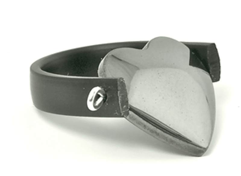 Ring Gummi och Hematit Hjärta Magnani Smyckesdesign