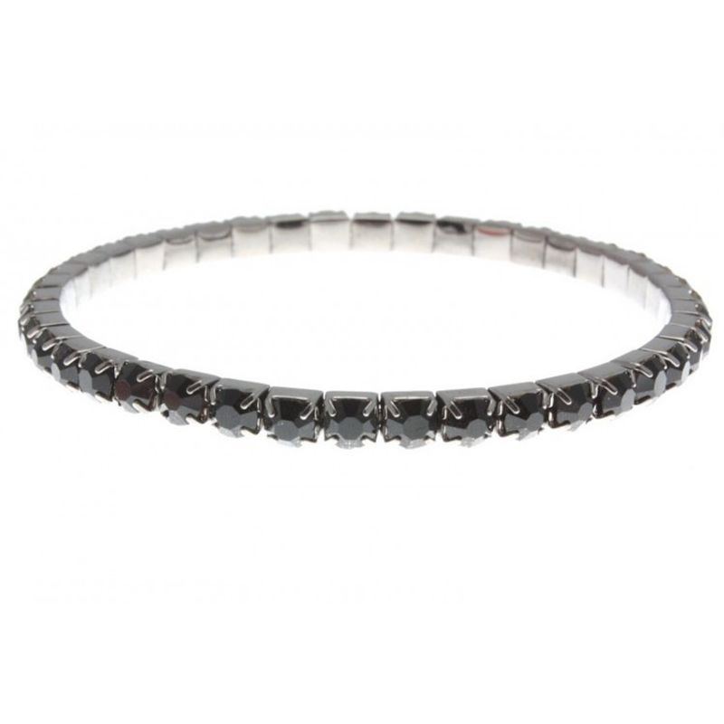 Elastiskt Svart Strass armband  Från Idar
