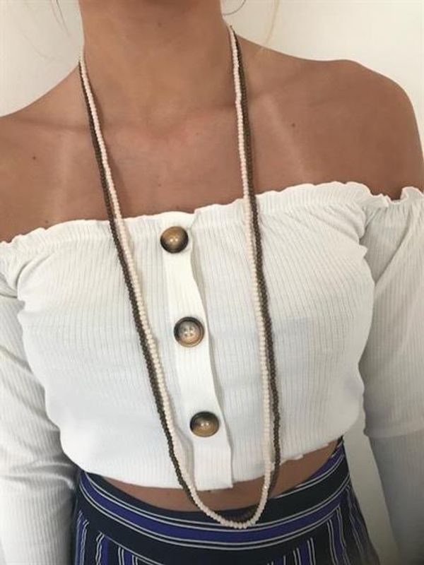 Elastiskt Pärlhalsband/armband Bronze Pärlor Lotta Design of Sweden